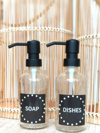 2 zeepdispensers SOAP en DISHES