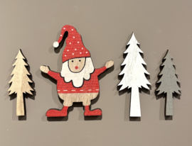 Magneten Kerstman + 3 bomen