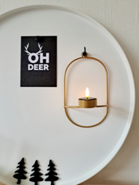 Wand theelichthouder goud ovaal