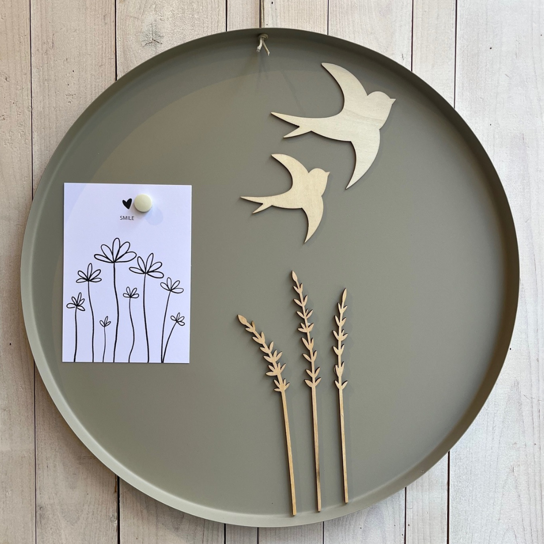 Magneetbord beige/warm grijs rond 39,5 cm