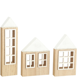 Set houten huisjes wit