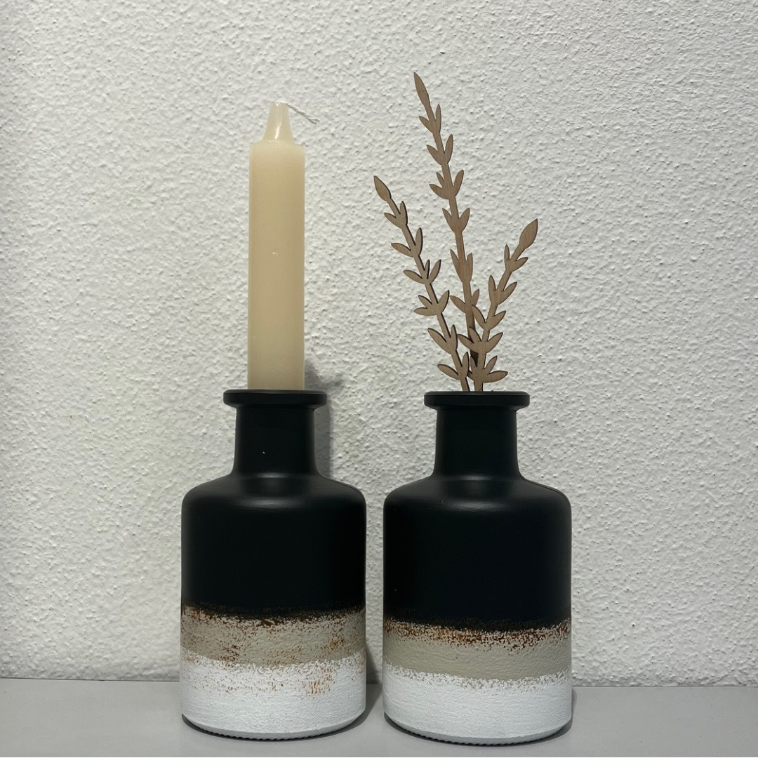 Vaasje zwart beige bruin