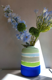 Vaas blauw/groen tinten 22cm hoog