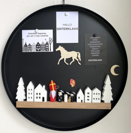 Kerst-/winterdorp van hout – wit minimalistisch design (set van 8)