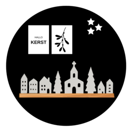 Kerst-/winterdorp van hout – wit minimalistisch design (set van 8)