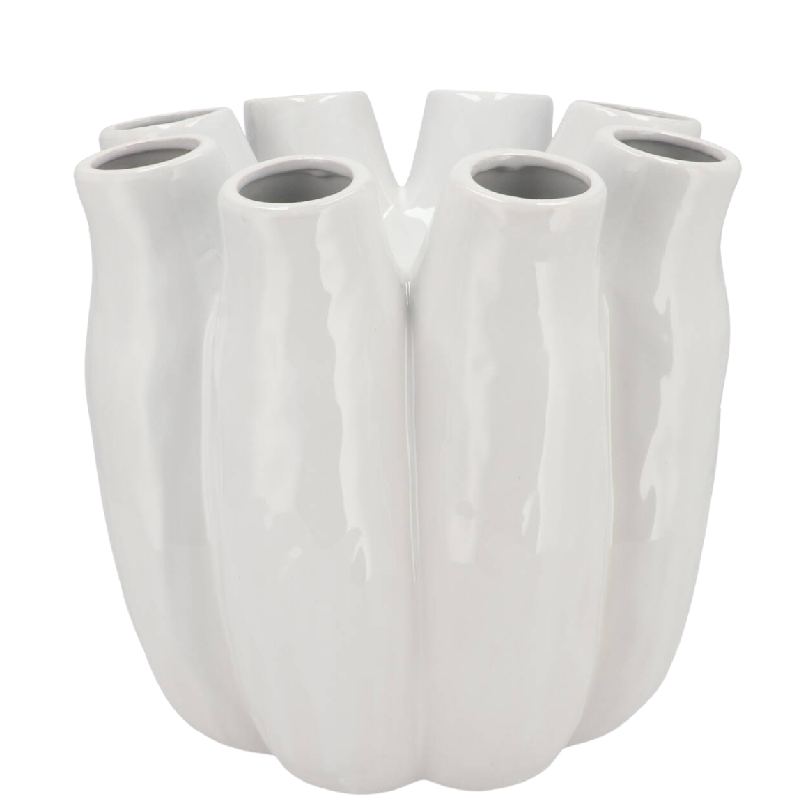 Vaas wit 8 openingen 24cm