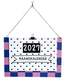 Maandkalender 2027 blauw roze – Duurzaam, stijlvol en herbruikbaar