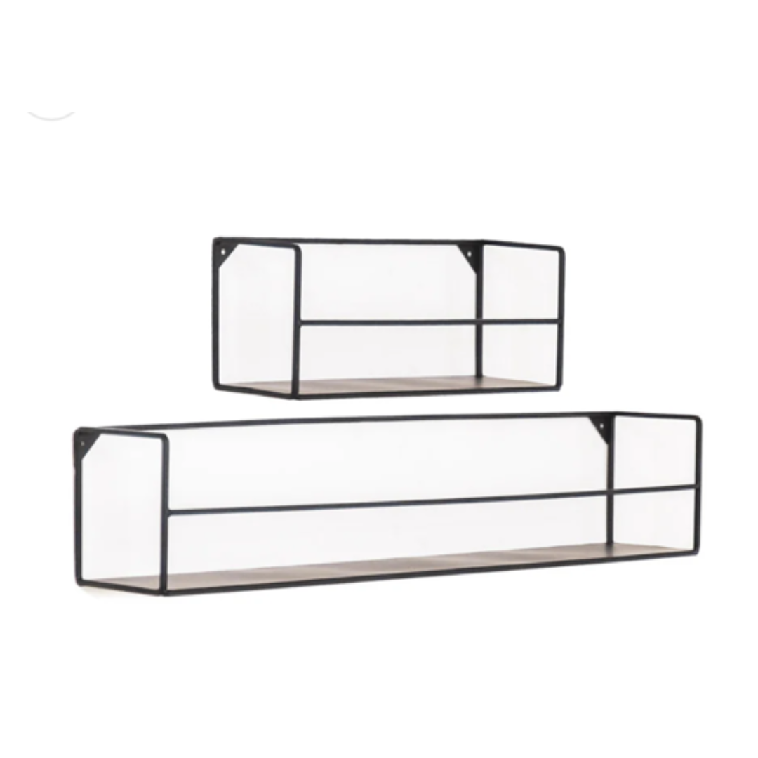 2 wandplanken zwart metaal