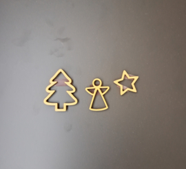 Magneet kerstboom goud 6 cm