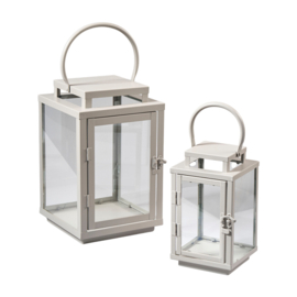 Set van 2 Taupe Lantaarns – Metaal & Glas