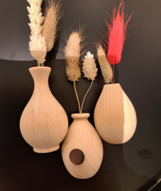 Mini vaasjes hout 3 stuks