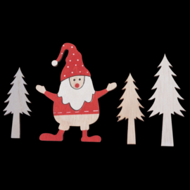 Magneten Kerstman + 3 bomen