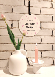 Muurcirkel wooncirkel Moederdag 20cm zwart wit roze