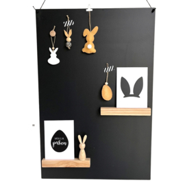 Memobord zwart 40 x 60cm met 2 kaarthouders en pin