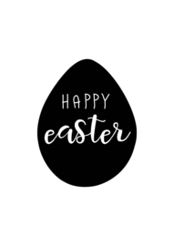 Kaart Pasen Happy Easter zwart ei