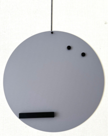 Rond Memobord Grijs 50 cm (Niet Magnetisch) met zwarte kaarthouder en pinnen