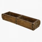 Decoratieve houten opbergbak met 2 vakken – Authentieke Indiase steenmal