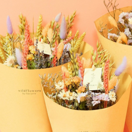 Droogbloemen veldboeket lavendel perzik