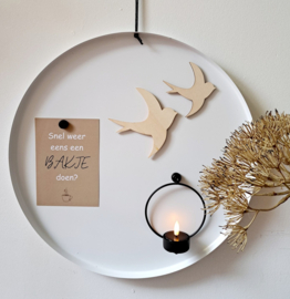 Wand theelichthouder zwart rond