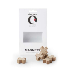 VTWONEN Kruis Magneten van Hout  6 stuks – Originele Magneetbord Accessoires (2x2x2,8 cm)