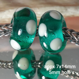 IKOC0912: Set van 2x GrootGatKraal Teal, ca 7x14mm