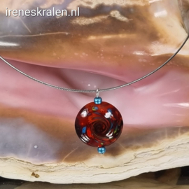 RD 0017: Ketting met glashanger rood