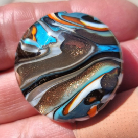 IKOC0031: Grote Kraal Lentil Turquoise/Aventurijn, ca 32mm