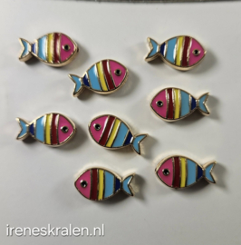 GMu 008: Metalen Visje, ca 17mm multicolor dubbelzijdig