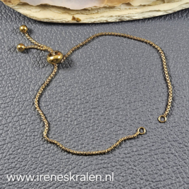 Armbandje goudkleur, om kraal tussen te zetten