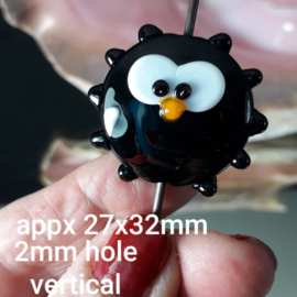 IKZW0122: Big Focal Bead, Lentil Sunny Black, appx 27x32mm