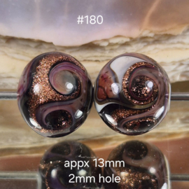 IKPR0073: DuoSet 'rond' Paars & Aventurijn, ca 13mm