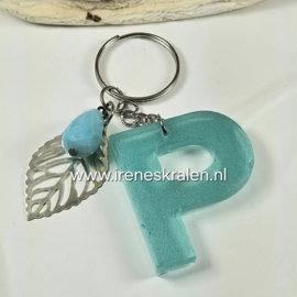 SleutelHanger Turquoise met letter P