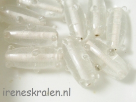 Gwit 126 Lange ovaal met bumps transparant, 26mm #India Lampwork#