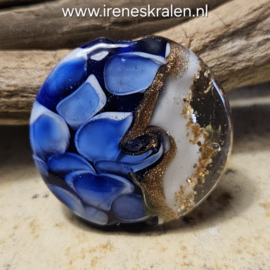 IKBL0024: Grote Lentil-Kraal met GoudVlokken en Aventurijn, ca 32mm (3mm gat)