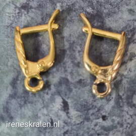 Oorhaken met Haakje GoudKleur, ca 18x10x3mm (2 st)