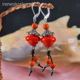 OR 0005: Lampwork Oorbellen Oranje