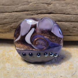 IKPR0000: Mooie lentil-vorm kraal met Aventurijn en ZilverGlas ! ca 23mm