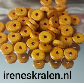 GE02: Schijfjes DQ Grieks Keramiek Dark Cheddar Yellow, ca 6x2mm