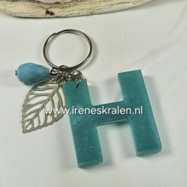 SleutelHanger Turquoise met letter H