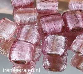 Groze 049: ZilverfolieKraal Vierkant plat, ca 12x12x7mm  #India Lampwork#