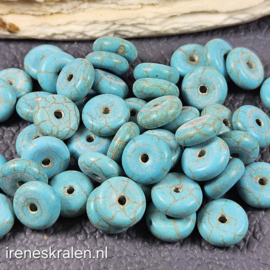 GAq024: Turquoise Schijfjes, ca 3x8mm