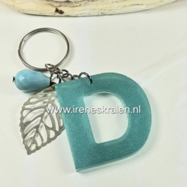 SleutelHanger Turquoise met letter D
