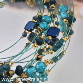 TU0077: Mooie ketting Teal/Groenig Turquoise, ca 49cm