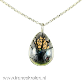 OR 0000: RVS Ketting met hanger boom oranje