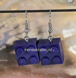 PRS 0010: Oorbellen met Lego-blokjes Paars