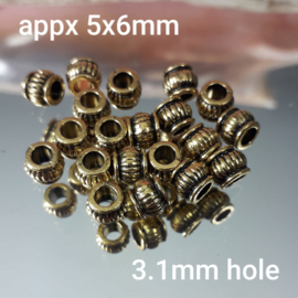 GD 004: Big Hole Bead Metal GoldColor, appx 5x6mm