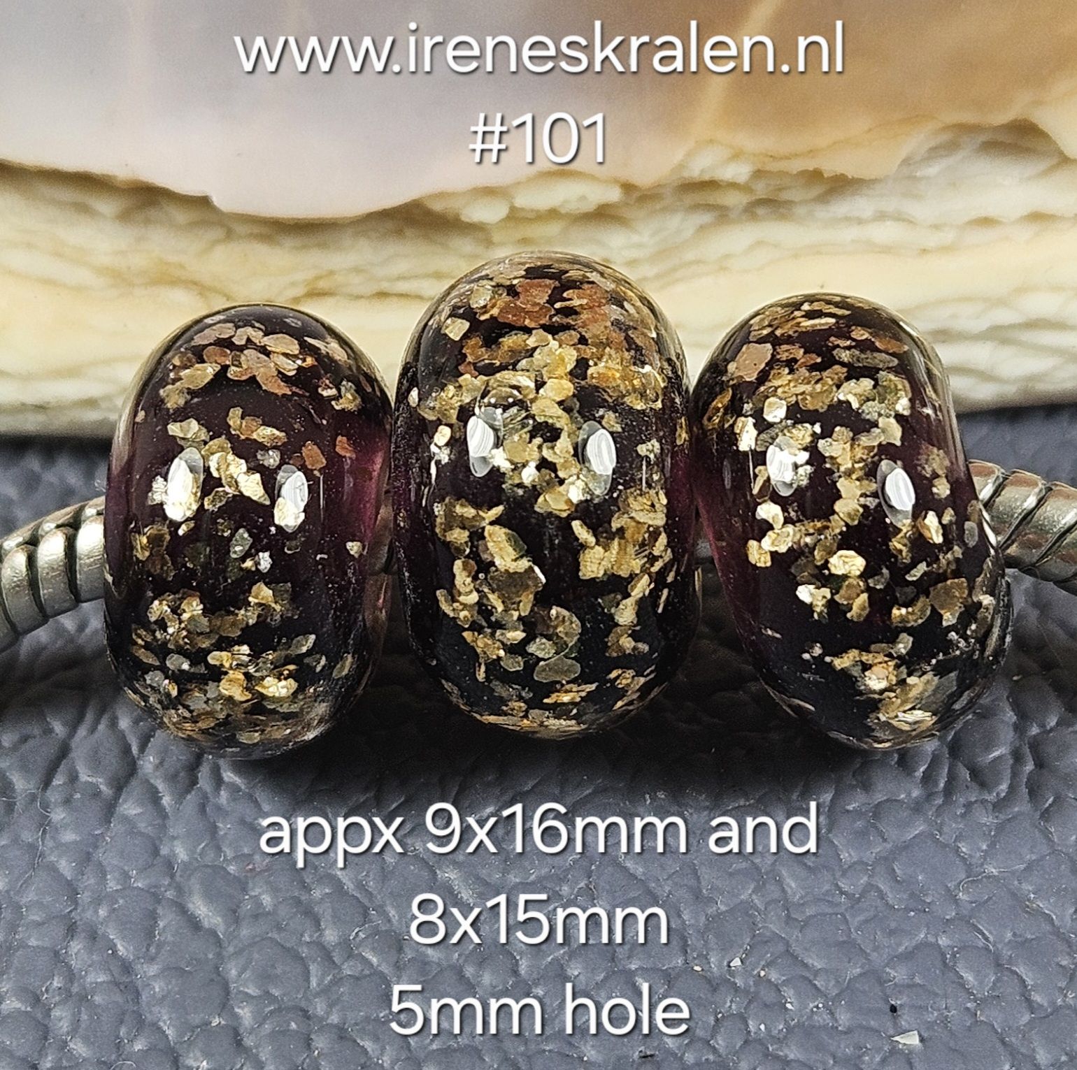 IKPR0101: Set van 3x GrootGatKraal DonkerAmethist & GoudVlokken
