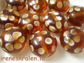 GB 1173  Lentil met decoratie, 17mm #India Lampwork#