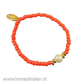 RD 0011: Armbandje met glaspareltje, ca 19cm