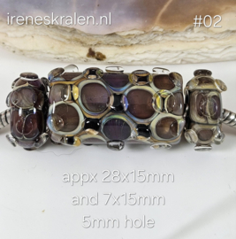 IKPR0007: Set van 3x GrootGatKraal, homemade lampwork glas